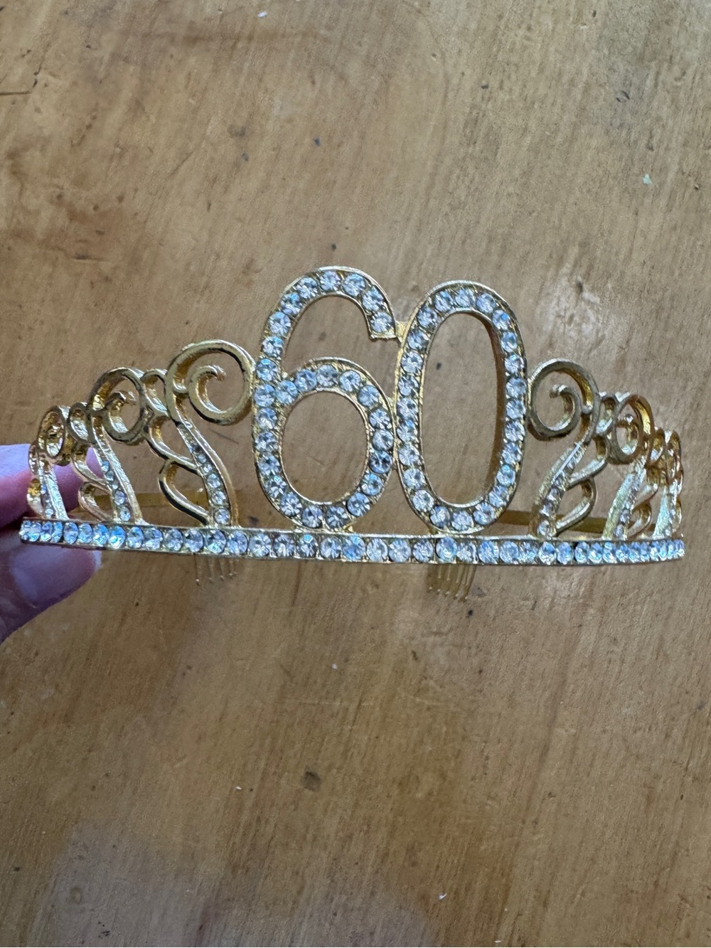 Gold "60" Rhinestone Tiara - 60th Birthday Crown
